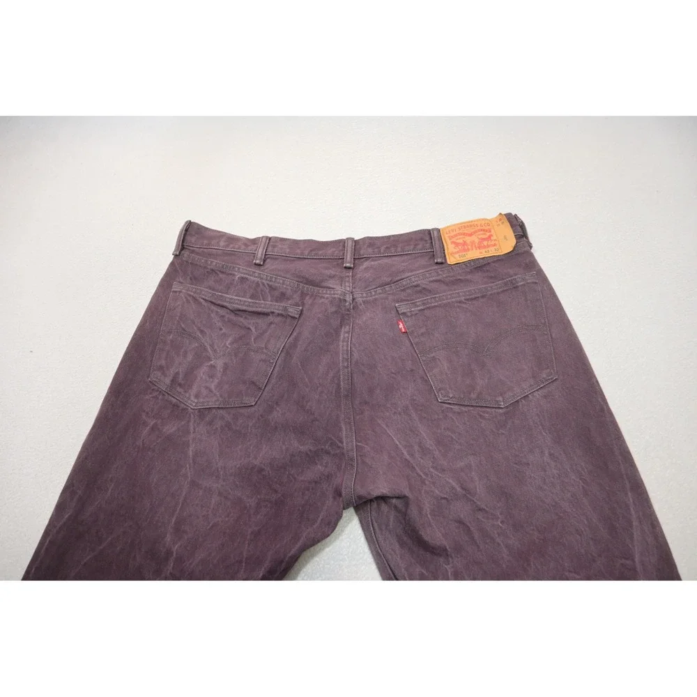Levi's 501 Jeans Mens 42x30 Purple White Oak Cone Denim Button Fly Straight